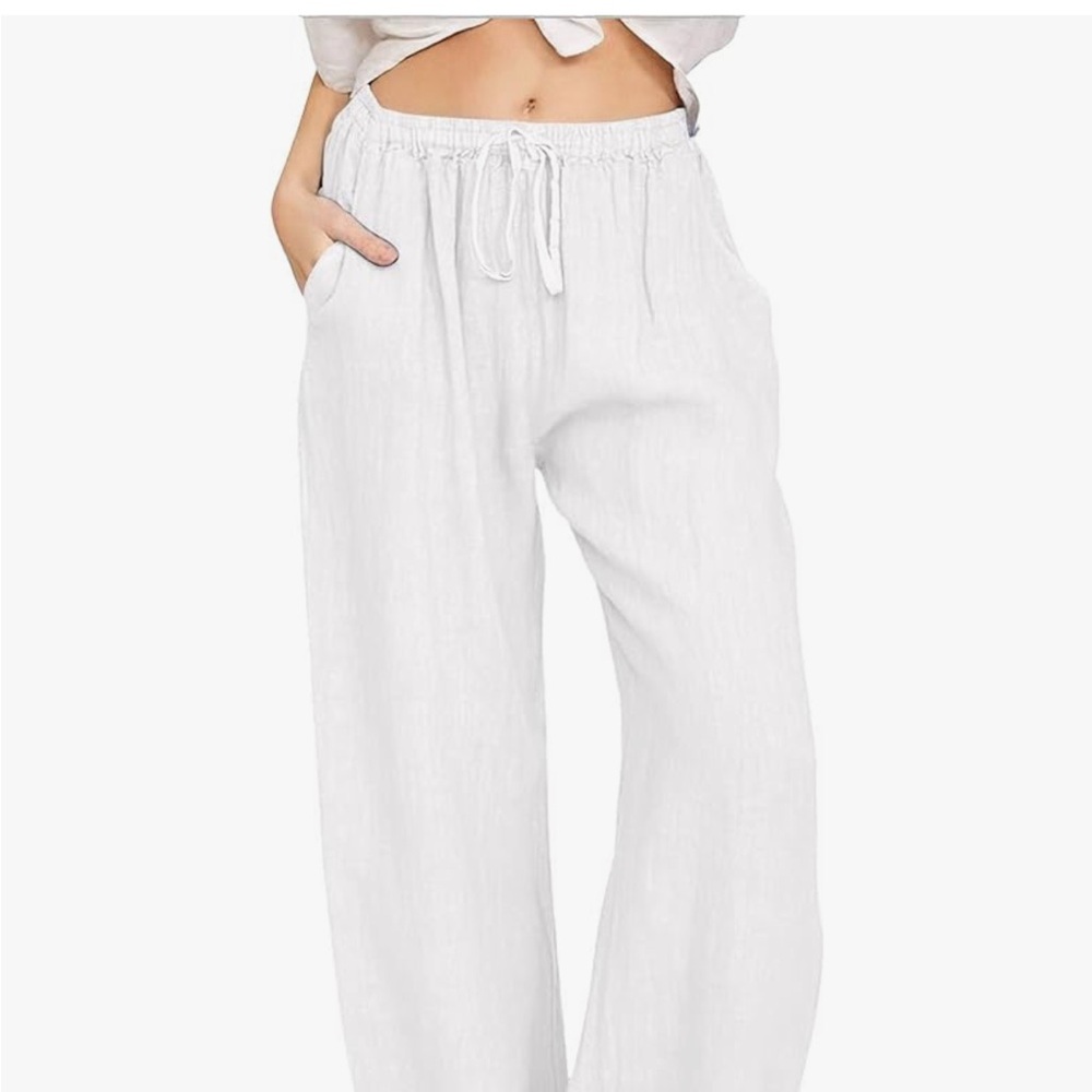 Wide Leg Loose Cotton Linen Palazzo Pants